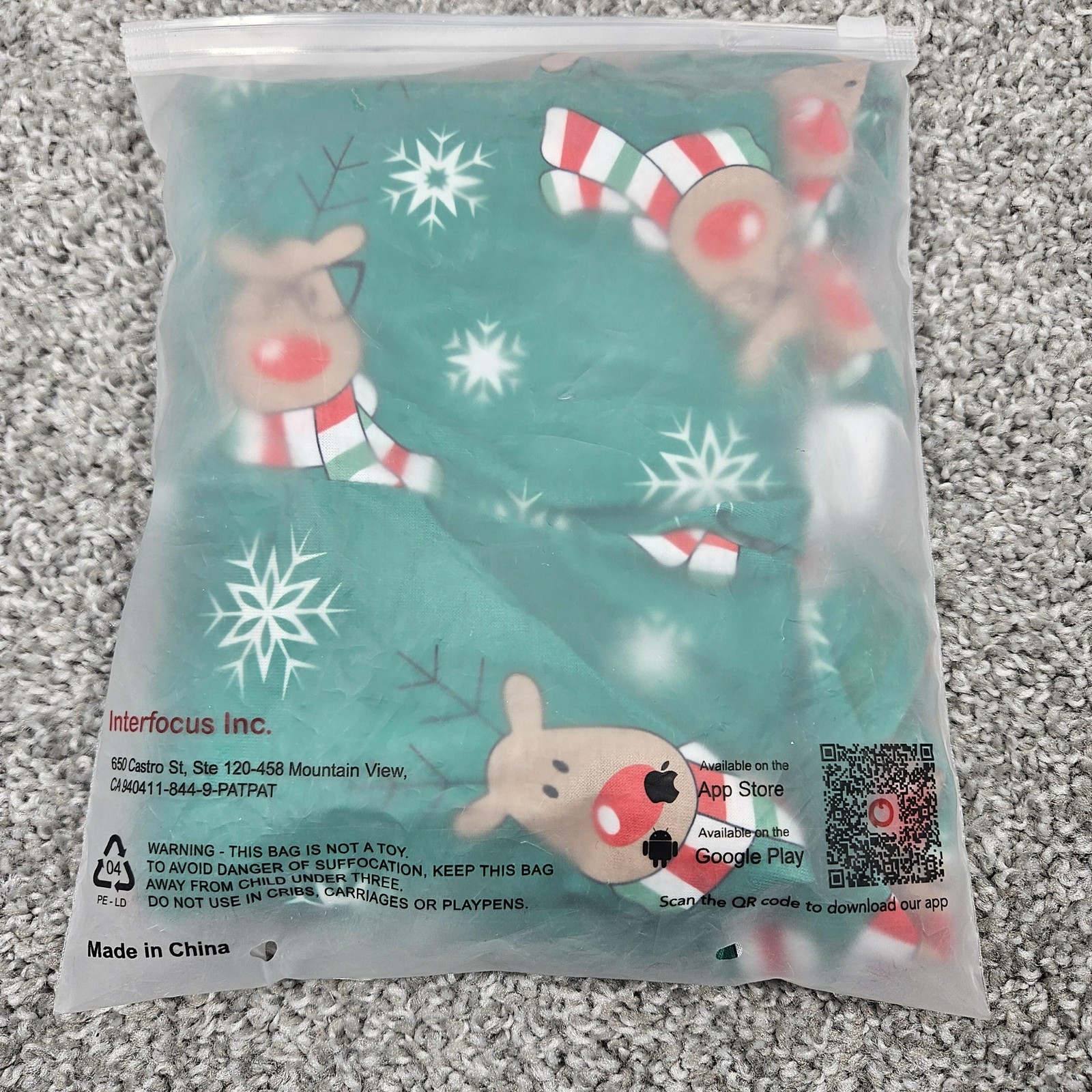 PatPat Reindeer Pajama Romper Baby 0-3M Hooded Holiday Christmas New Zip