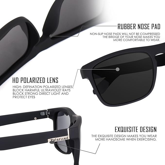 Square Polarized Sunglasses for Men Women Outdoor Sports Driving Glasses Golfing