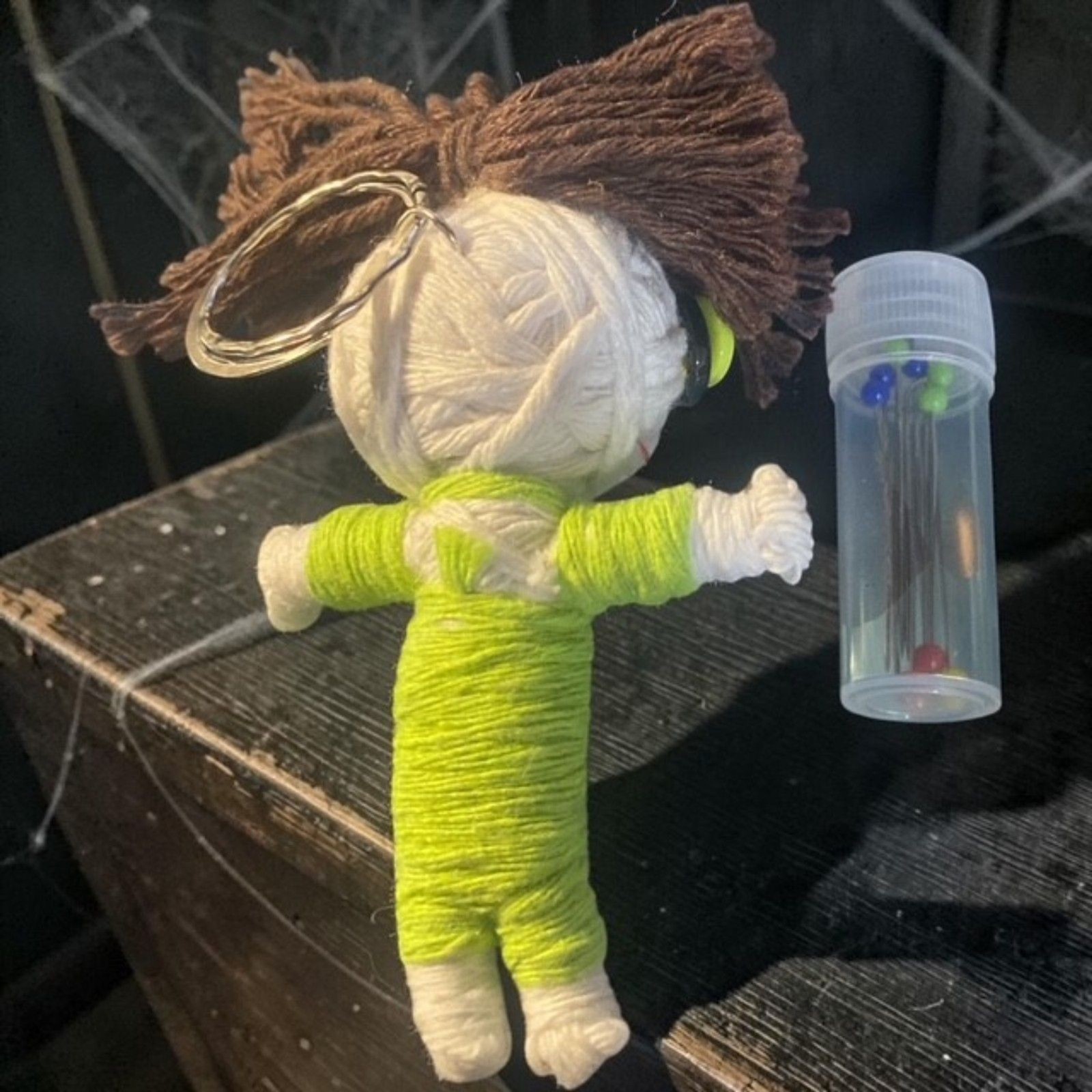 Adorably Undead Pocket Pal! Quirky Button-Eyed Yarn Doll Keychain
