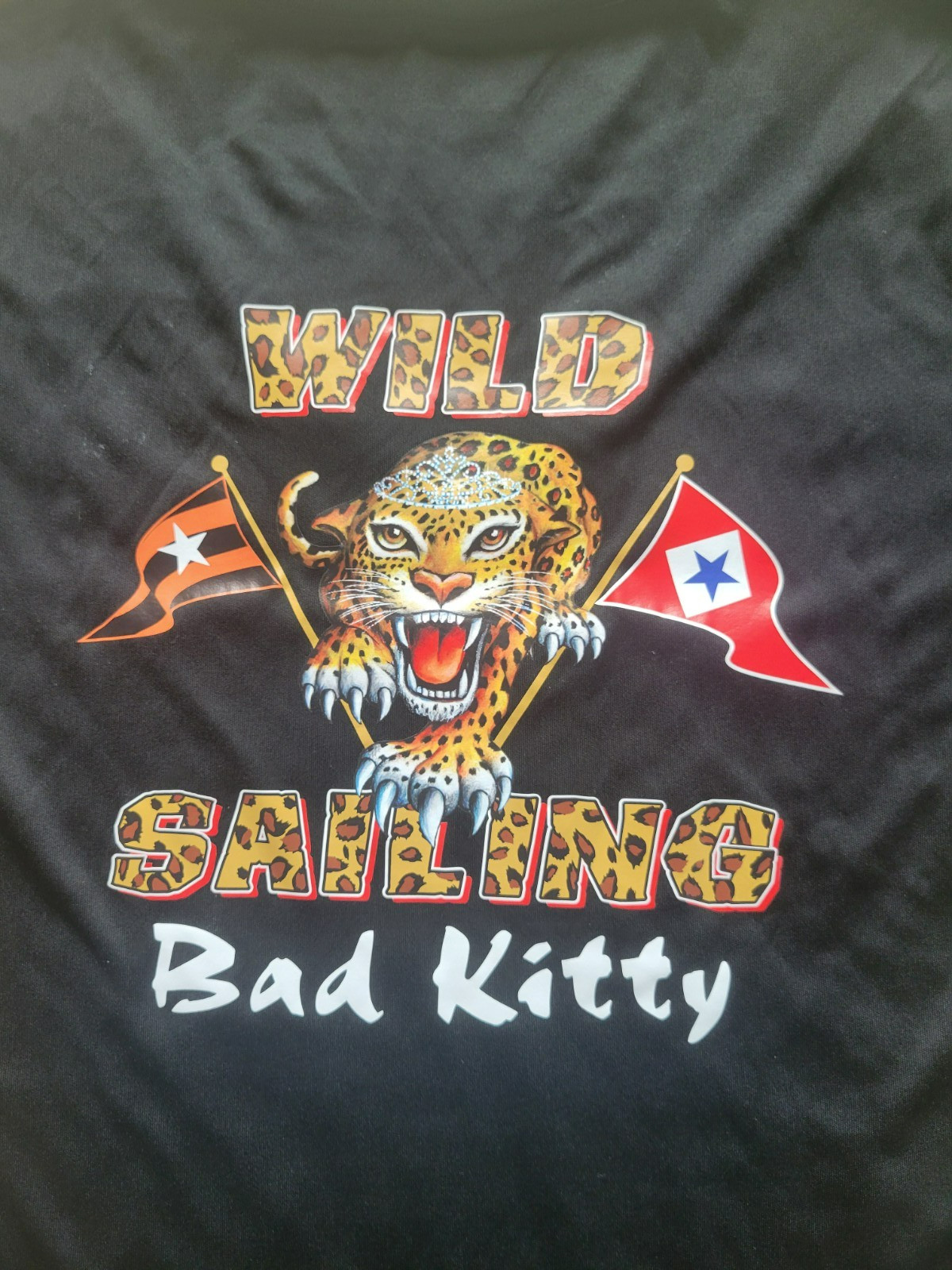 BYC & BCYC Wild Sailing Regatta “Bad Kitty” Women’s V-Neck Black Small Shirt NEW