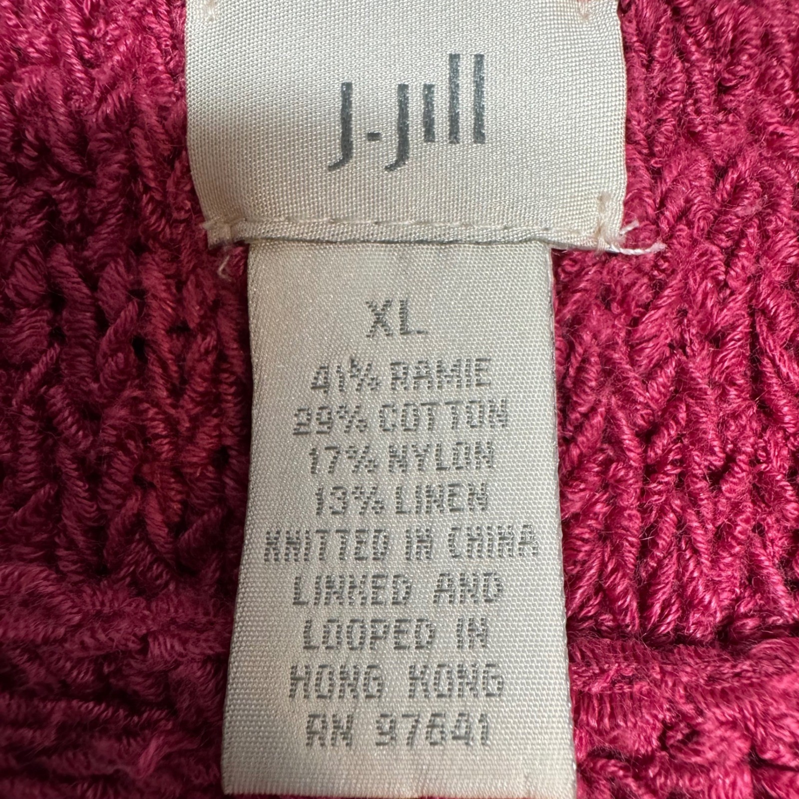 Vtg J Jill Tank Top Lagenlook Loose Fit Cotton Linen Knit Sleeveless XL Pink