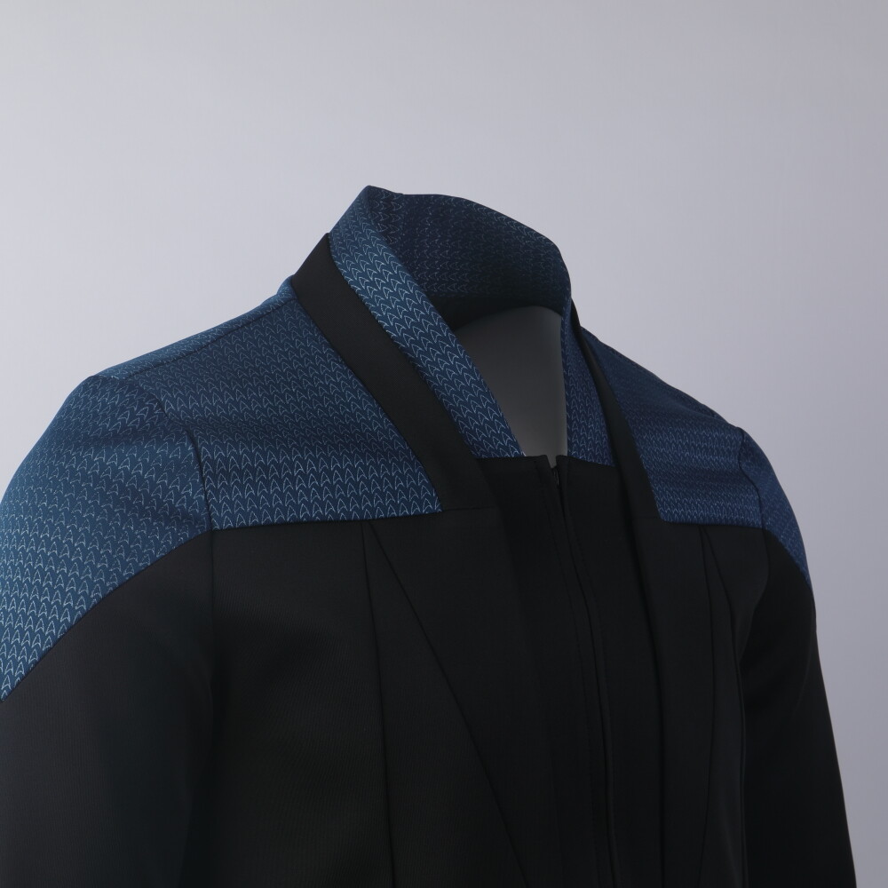 For Picard 3 Red Geordi Gold Blue Dress Uniform Starfleet Jacket Shirts Costume