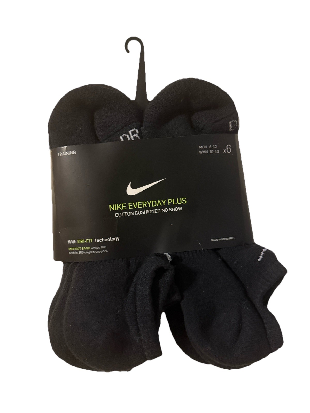 (SX6898 010) Nike Everyday Plus Cushioned 6 Pack No Show Socks sz L 8-12 A11