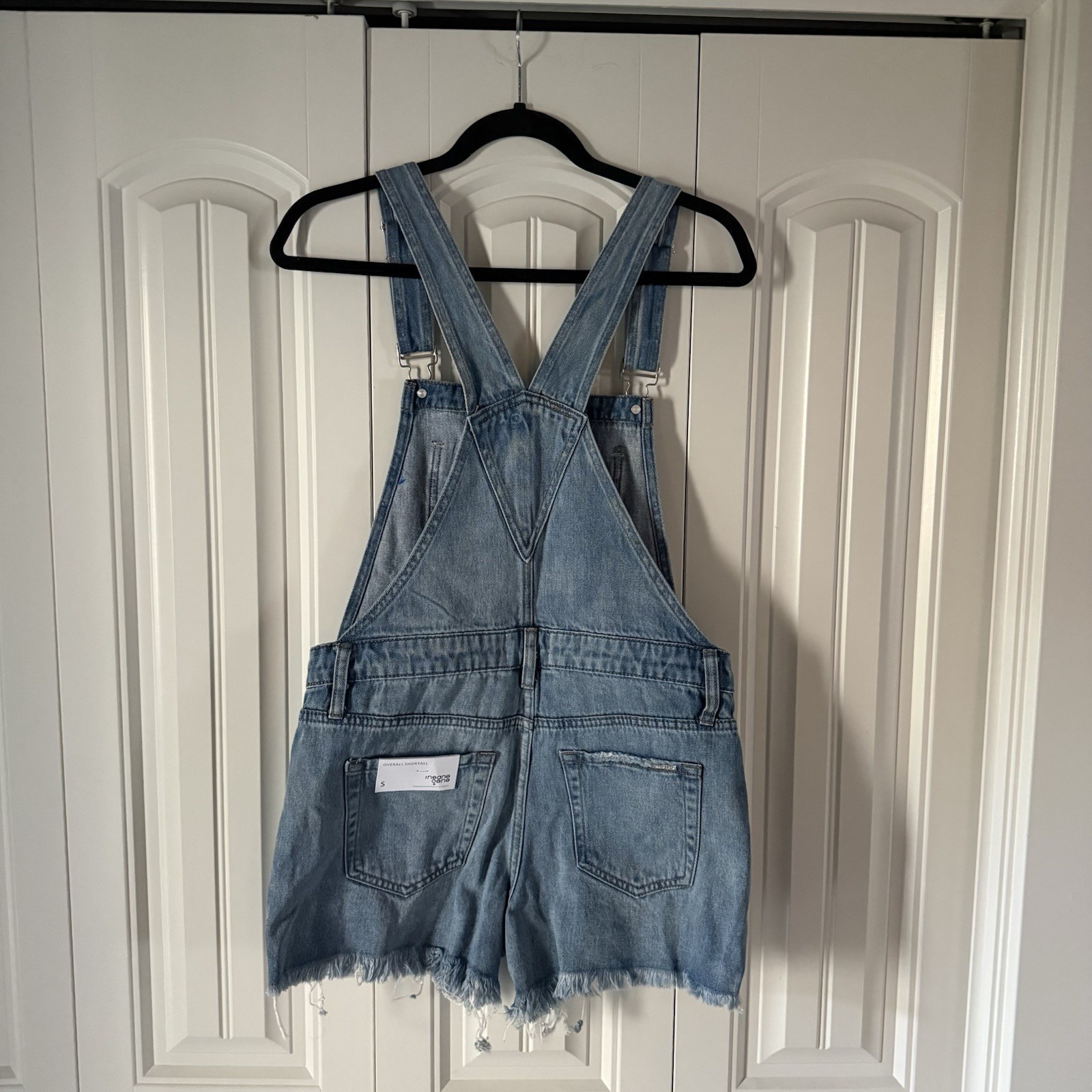 Insane Gene Women’s Blue Denim Overall Shortall Size S Sleeveless Buckle