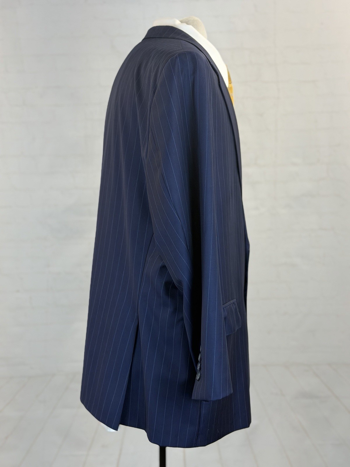 Coppley Canada Men’s Navy Blue Striped Super 110s Wool Suit 48R 42X28 $1,098
