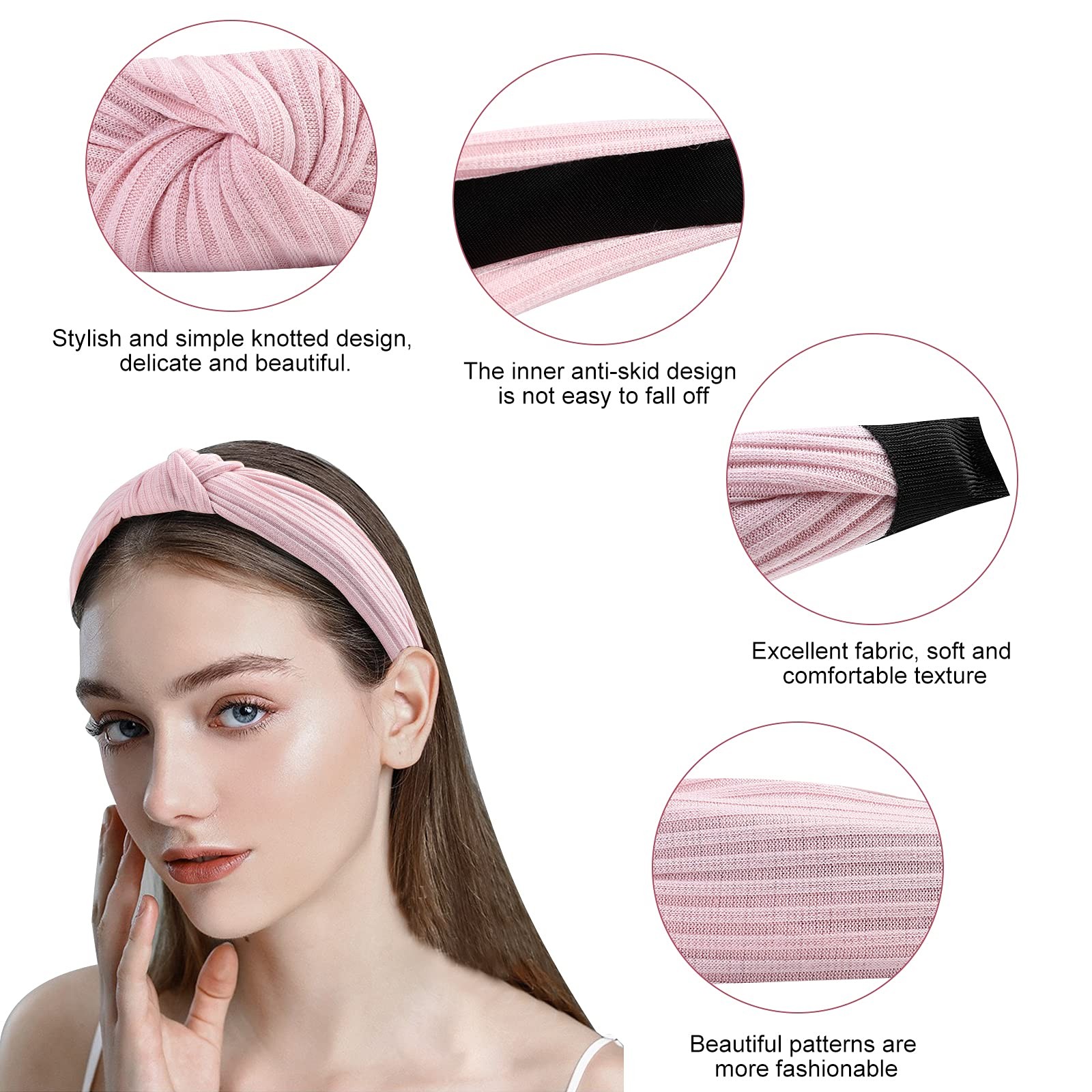 10 Pack Knotted Wide Headbands for Women Cute Fashion Head Pure color series