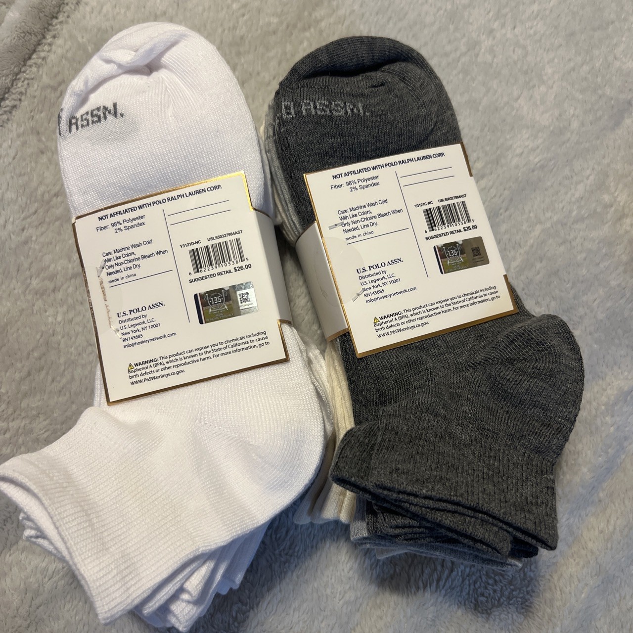 U.S. Polo Assn. Women’s Quarter Crew Socks 10 Pairs Multicolor Shoe Size 4-10