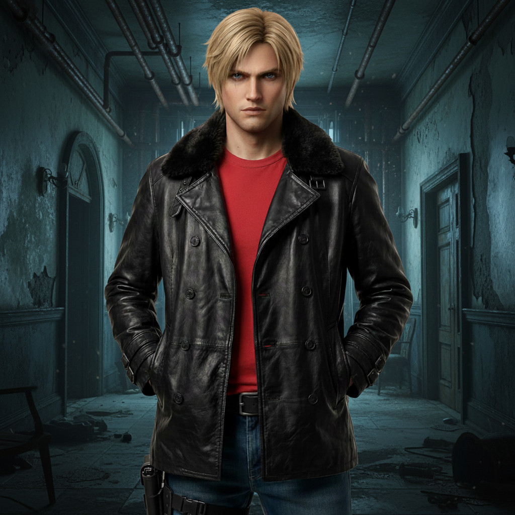 RE9 Leon S. Kennedy Leather Jacket Resident Evil Inspired Cosplay Costume Fans