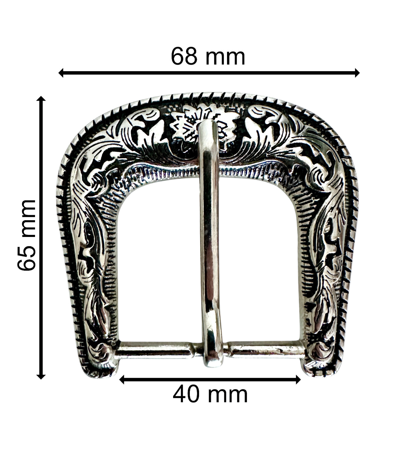 Western Cowboy Silver Flower Engraved Belt Pin Buckle Fits 1-1/2″ Strap