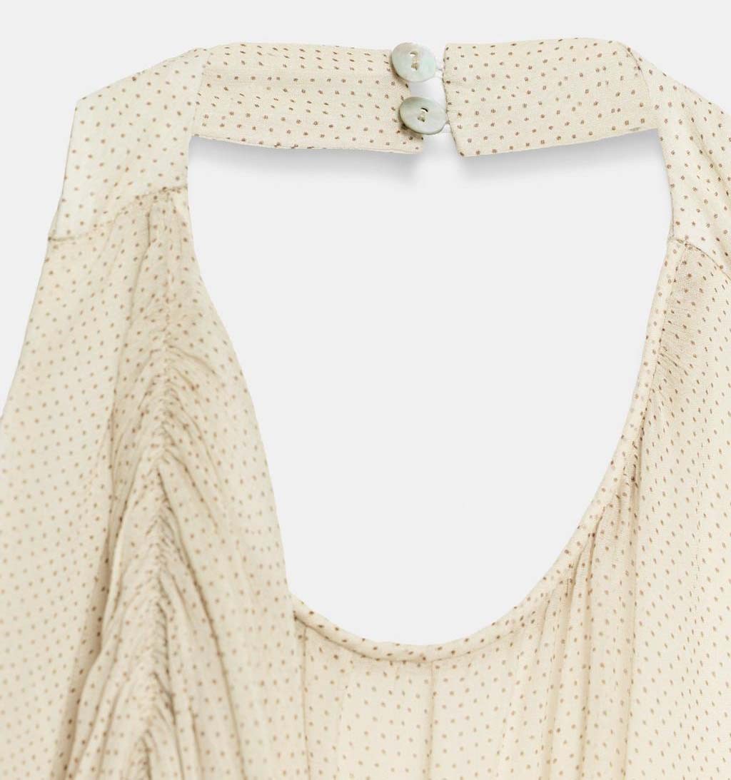 ZARA NEW WOMAN ZW DRAPED POLKA DOT HALTER TOP BROWN ECRU XS-L 6103/004/087