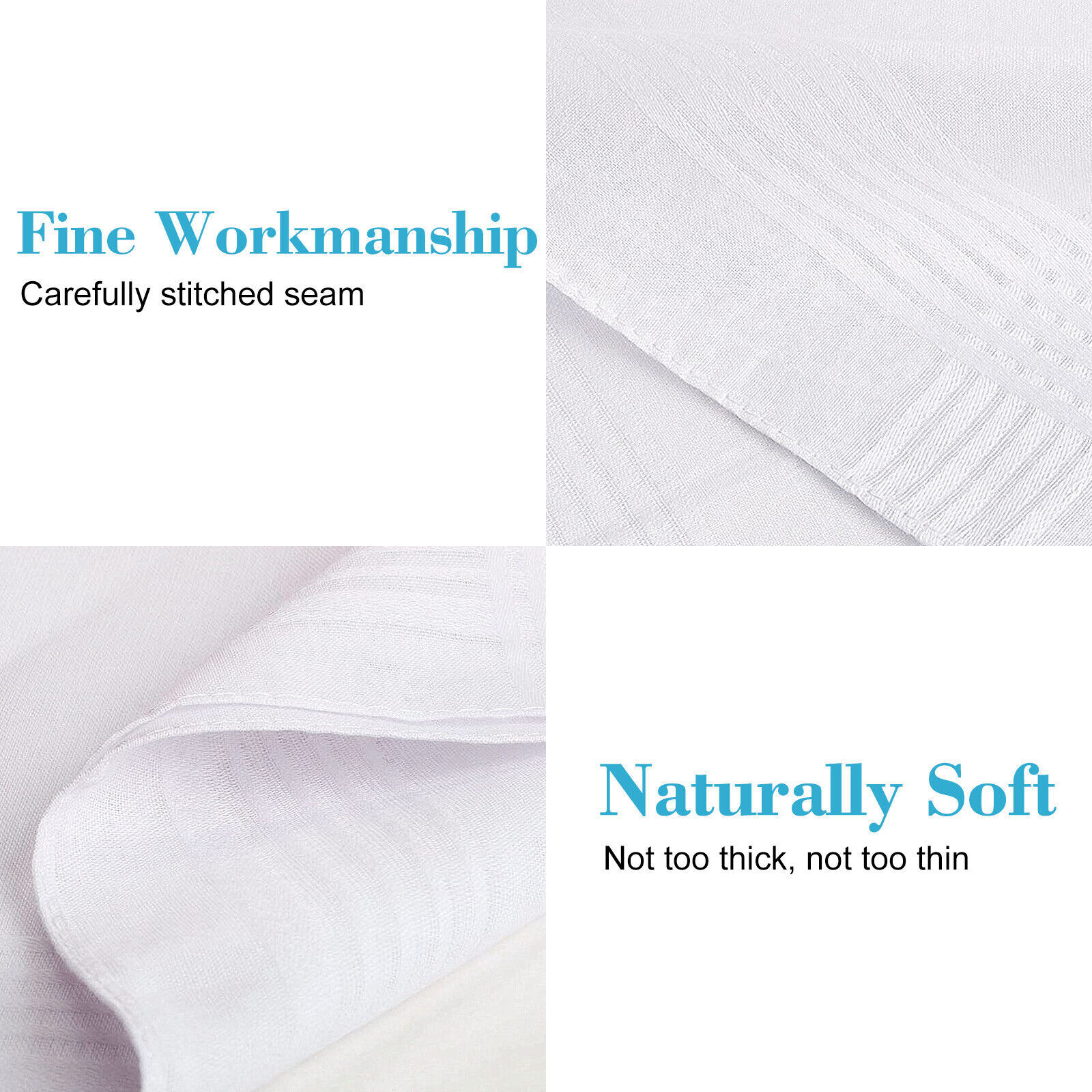 20 Pcs Mens Handkerchiefs 100% Cotton Classic Hankies Pocket white Gift 15x 15in