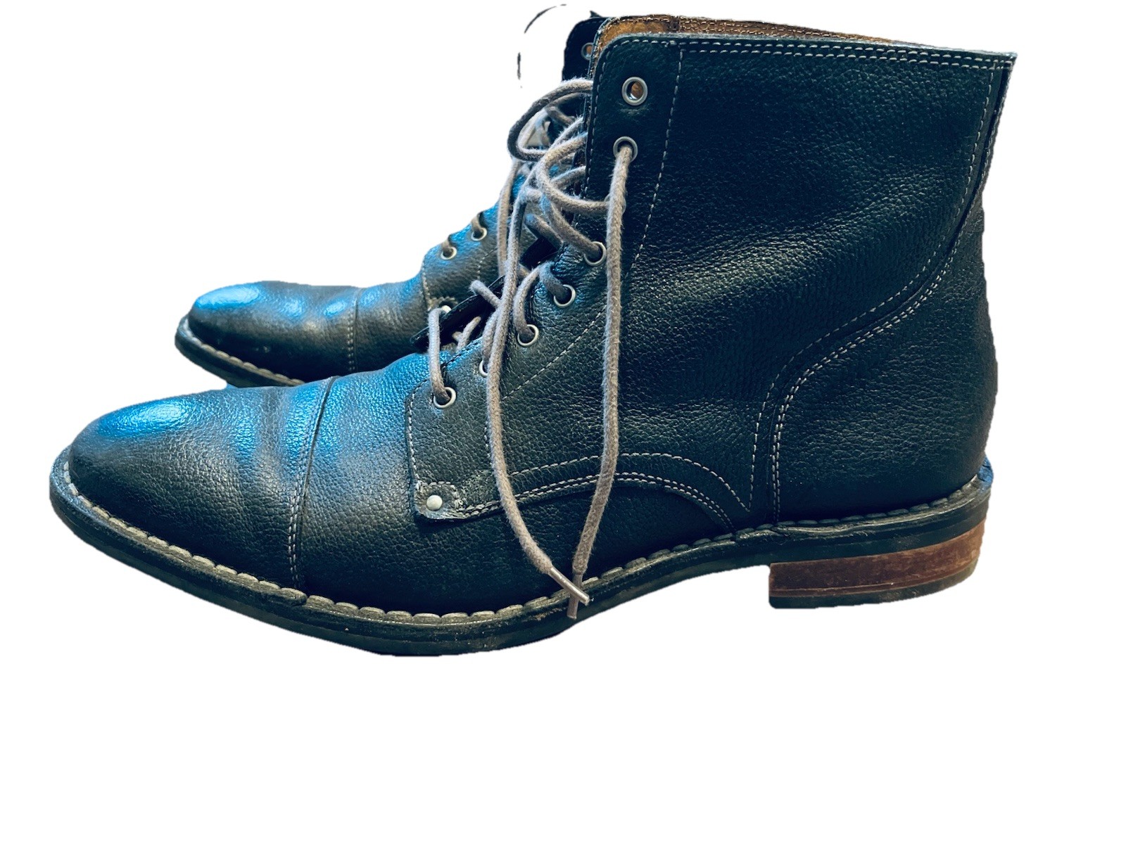 Cole Haan Men’s Black Leather Lace-Up Ankle Boots Yellowstone Cowboy Mens US 12
