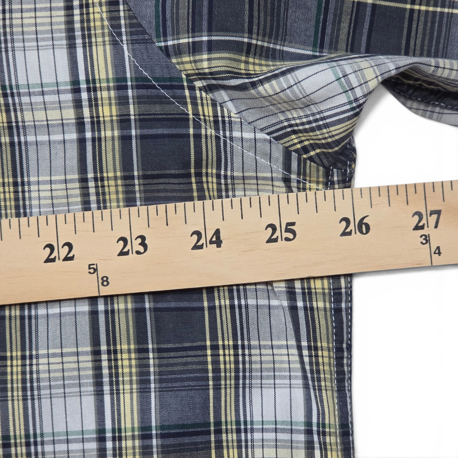Duck Head 1865 Mens Large Plaid Button Down Shirt Short Sleeve 100% Cotton Gray