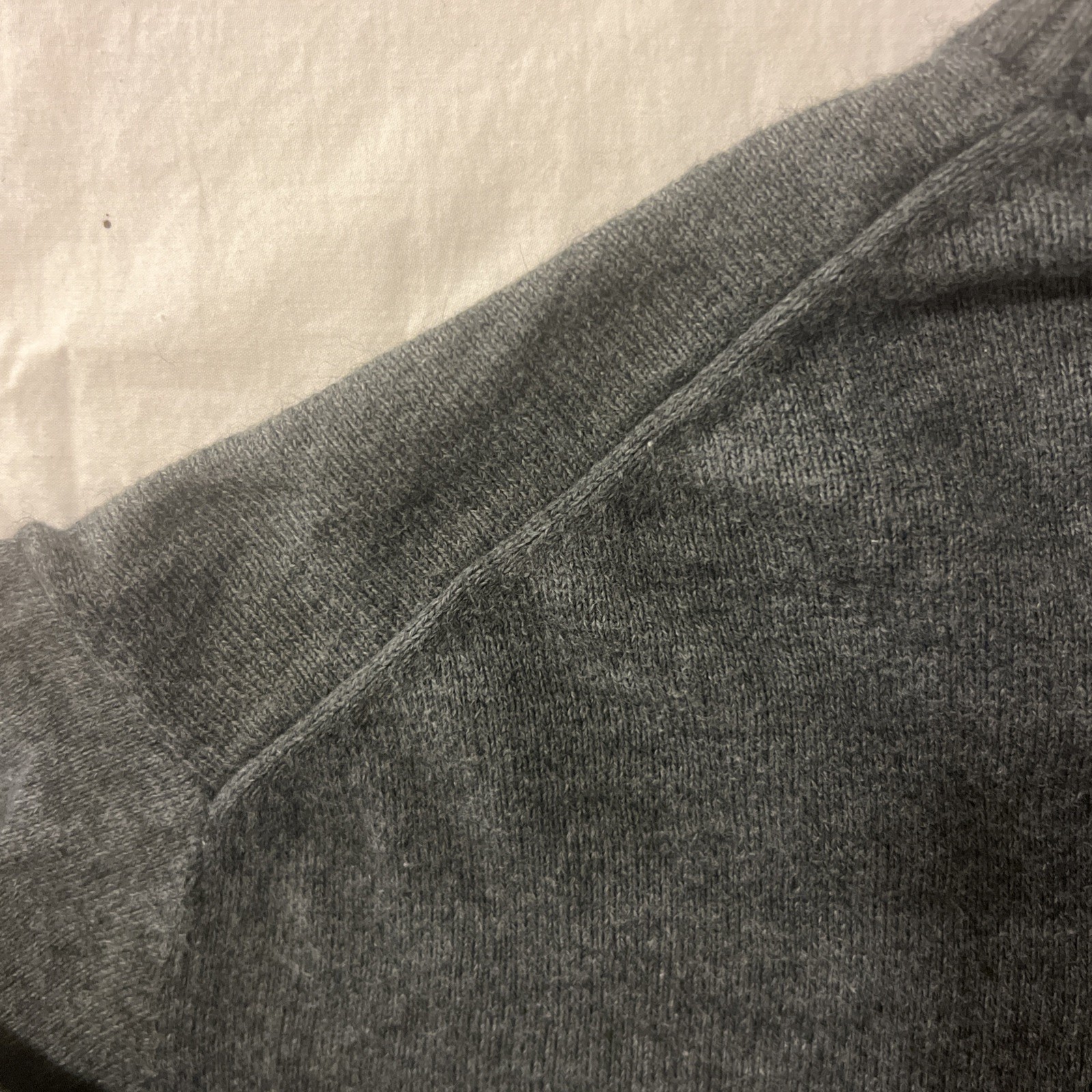 Lands End Mens V-Neck Sweater XL 46-48 Gray Soft & Warm Cashmere Blend