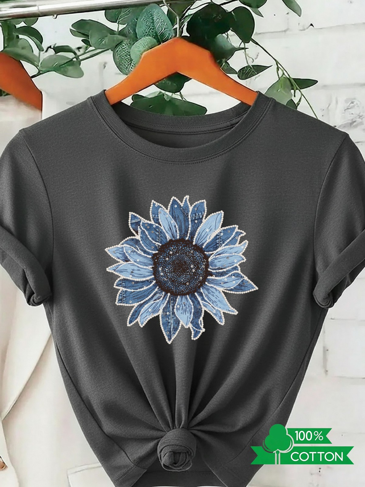 Letter Printed Women’s Round Neck T-Shirt Comfortable Breathable Casual Tops❀