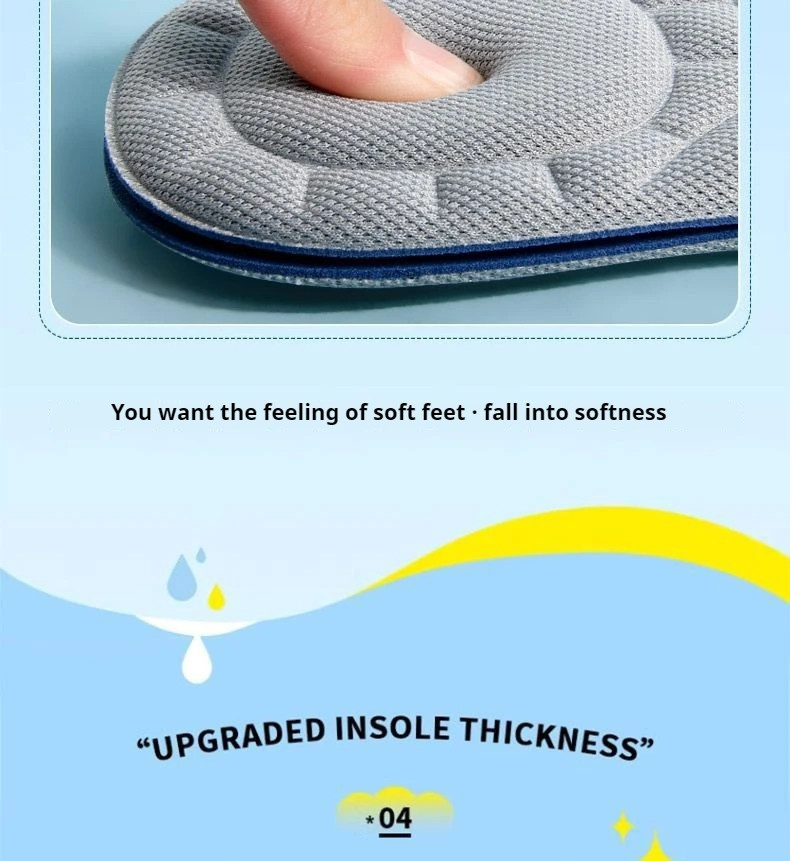5D Insoles for Shoes Men Outdoor Running Sports Insole Feet Memory foam Shock Ab