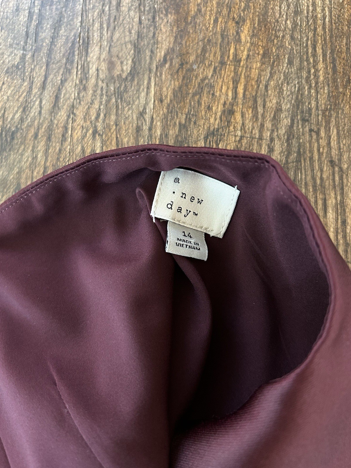 Women’s Satin Mini Dress A New Day Wine Red Classic Dark Academia Sz 14 Vamp