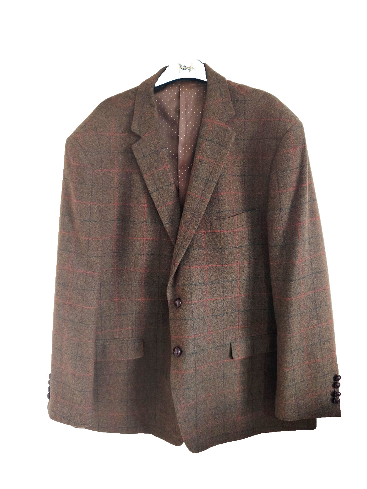 Men’s SKOPES Montrose Tweed Wool Blend Brown Check Blazer Jacket Country 50S