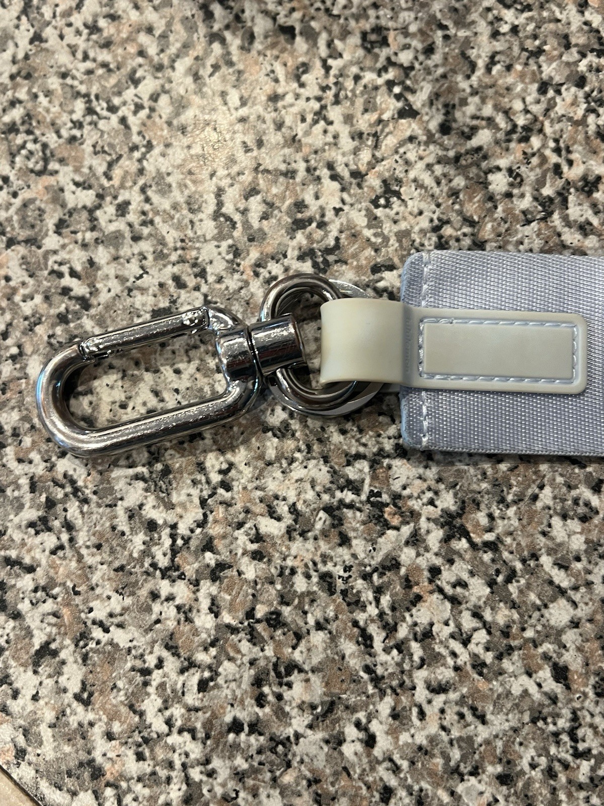 lululemon Gray Logo Strap Key Chain Keyring w/ Silver Carabiner Clip