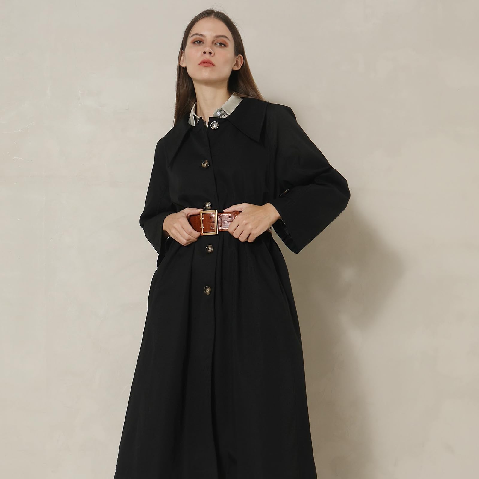 Wide Belts for Women Leather Wide Belts Fashion Thick Black Belt With Gold