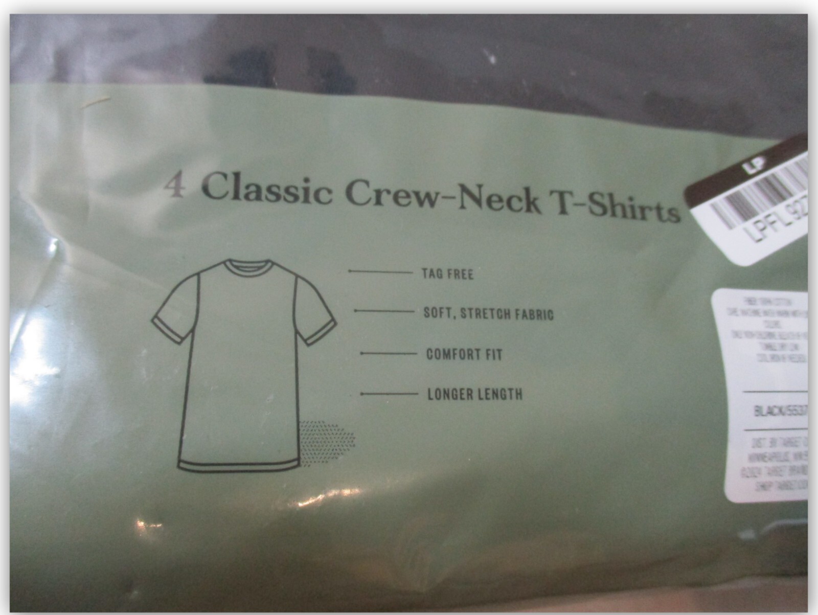 Classic T-shirts 100% Cotton Goodfellow BLACK CREW-NECK 4 ct MEDIUM Soft Stretch