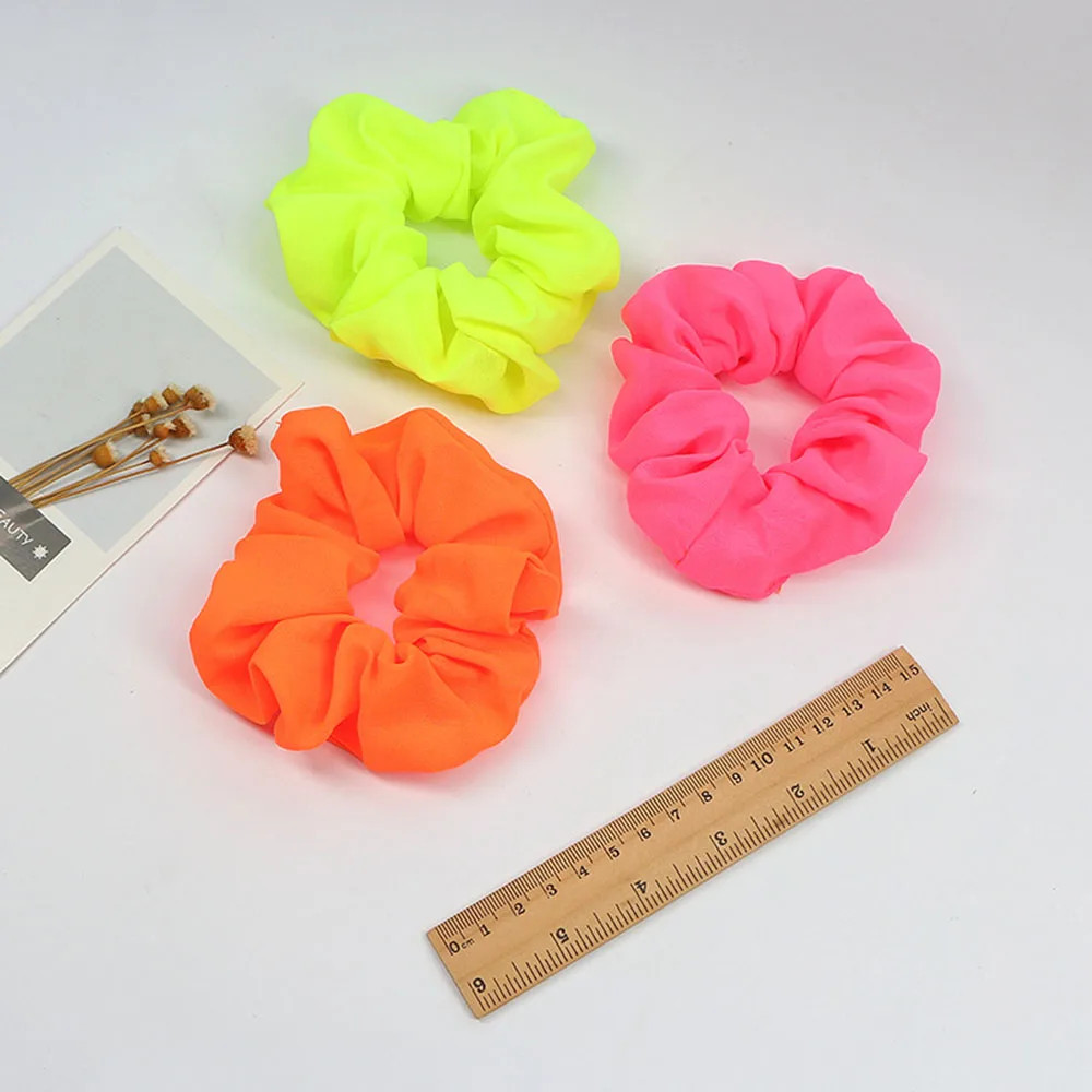 1PCS Hair Accessories Neon Scrunchies Elastic Hair Ties Colorful Ponytail Holder