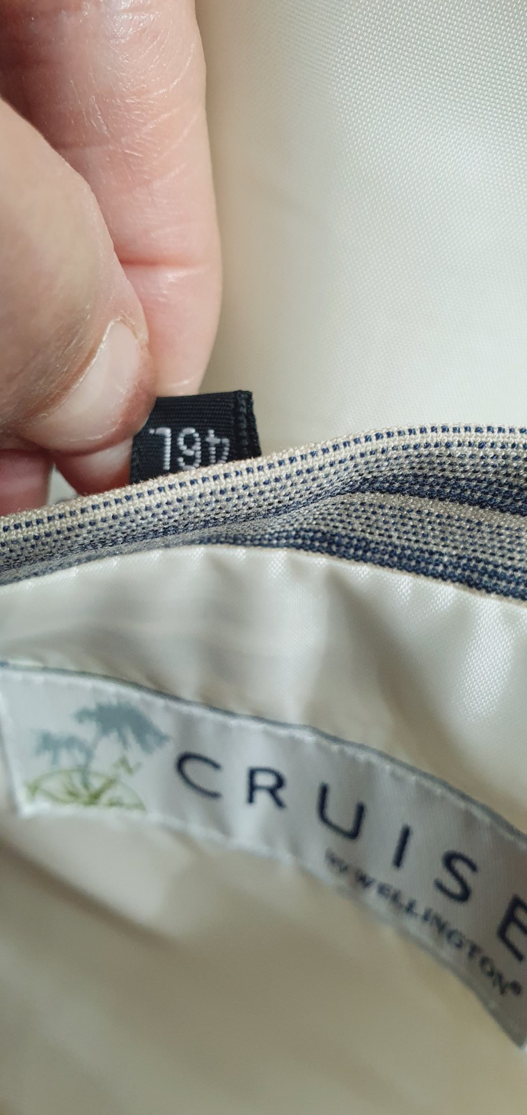 Wellington Cruise Washable Patch pocket Jacket 46″L Cream & grey stripe Boating
