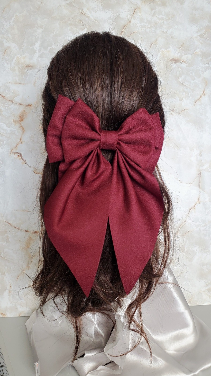 Coquette Hair Bow, satin hair bow with clip, 6 different colors