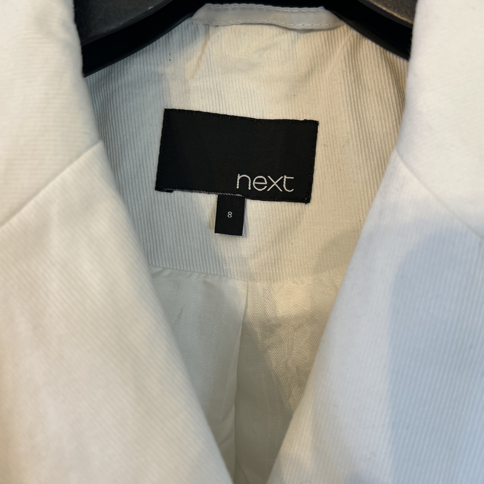 Next White Cotton Blazer Jacket Size 8 Fully Lined Excellent Condition