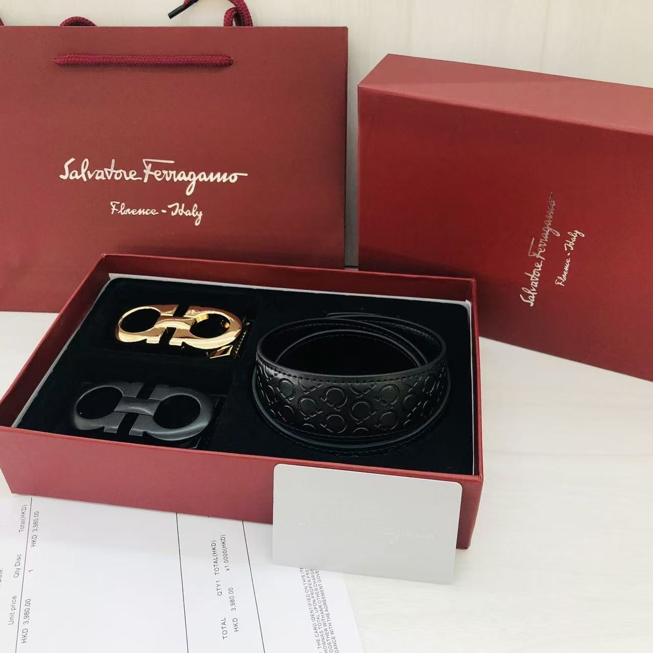 Salvatore Ferragamo Men’s Leather Belt Exquisite Italian Craftsmans Luxury Gift