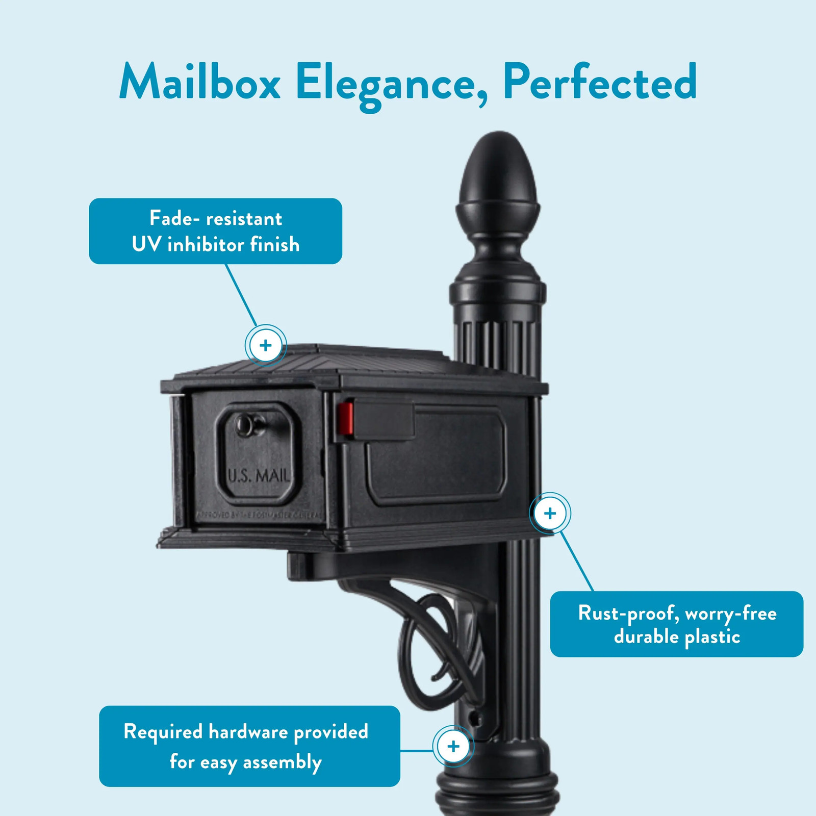 Architectural Mailboxes Stratford Plastic Standard Mailbox Black with Post|16035