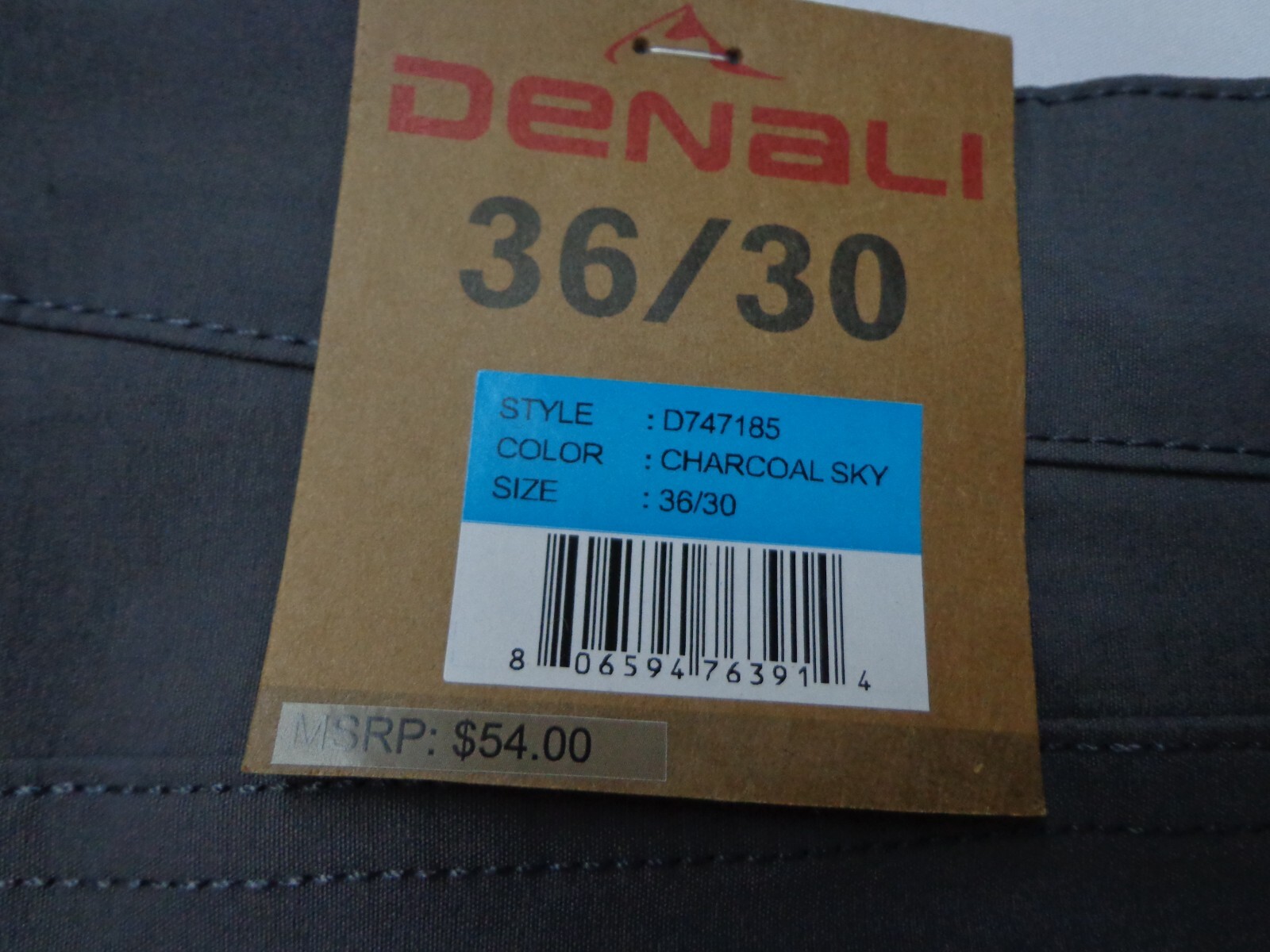 DENALI Charcoal Sky Gray Tech Fabric Stretch Pants NWT 36/30 MSRP $54