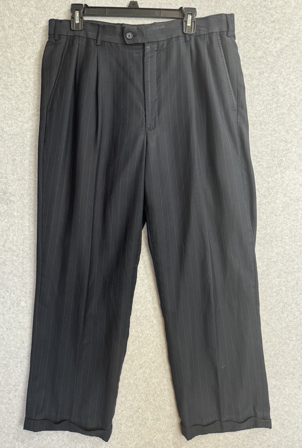 George Men’s Navy Blue Pinstripe Suit 42R 36 x 27 Three Button Blazer Trousers