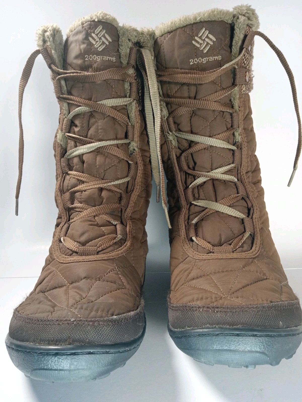 Columbia Women’s Minx Mid II Omni-Heat Tweed Boots Size 10.5 Faux-Fur Collar