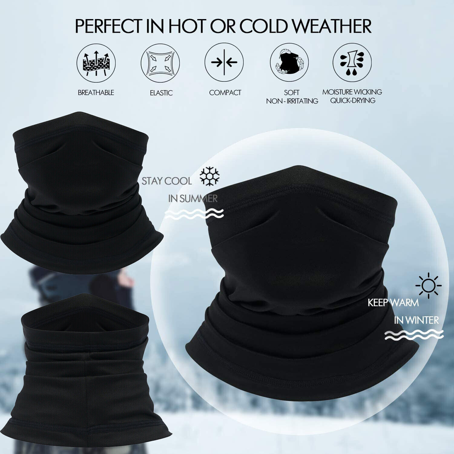 Thin Face Mask Balaclava Bandana Cover Snood Neck Gaiter Scarf Reusable Washable