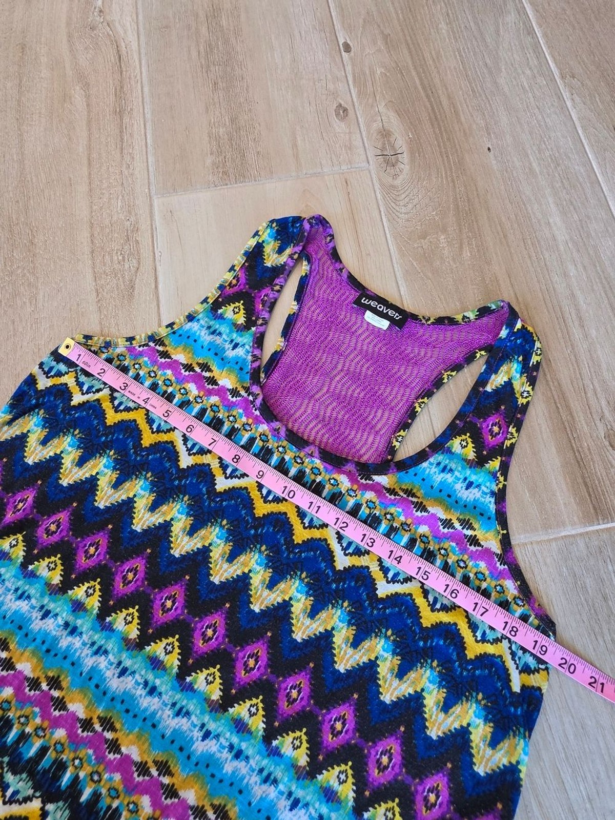 Weavers Purple Multicolor Geometric Mesh Racerback Tank Size XXL