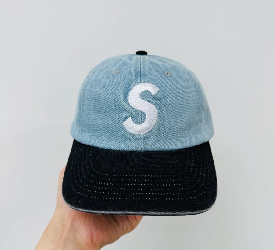 Supreme Pigment Coated 2-Tone S Logo 6-Panel Denim Cap FW25 Adjustable HatSuprem
