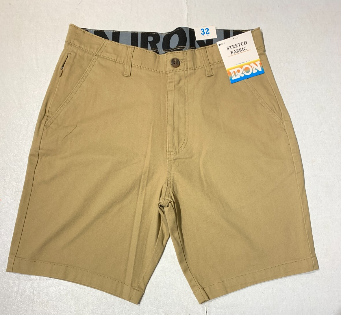 IRON CO. Men’s Stretch Fabric Flex Waist Flat Front Shorts Boardwalk All Size
