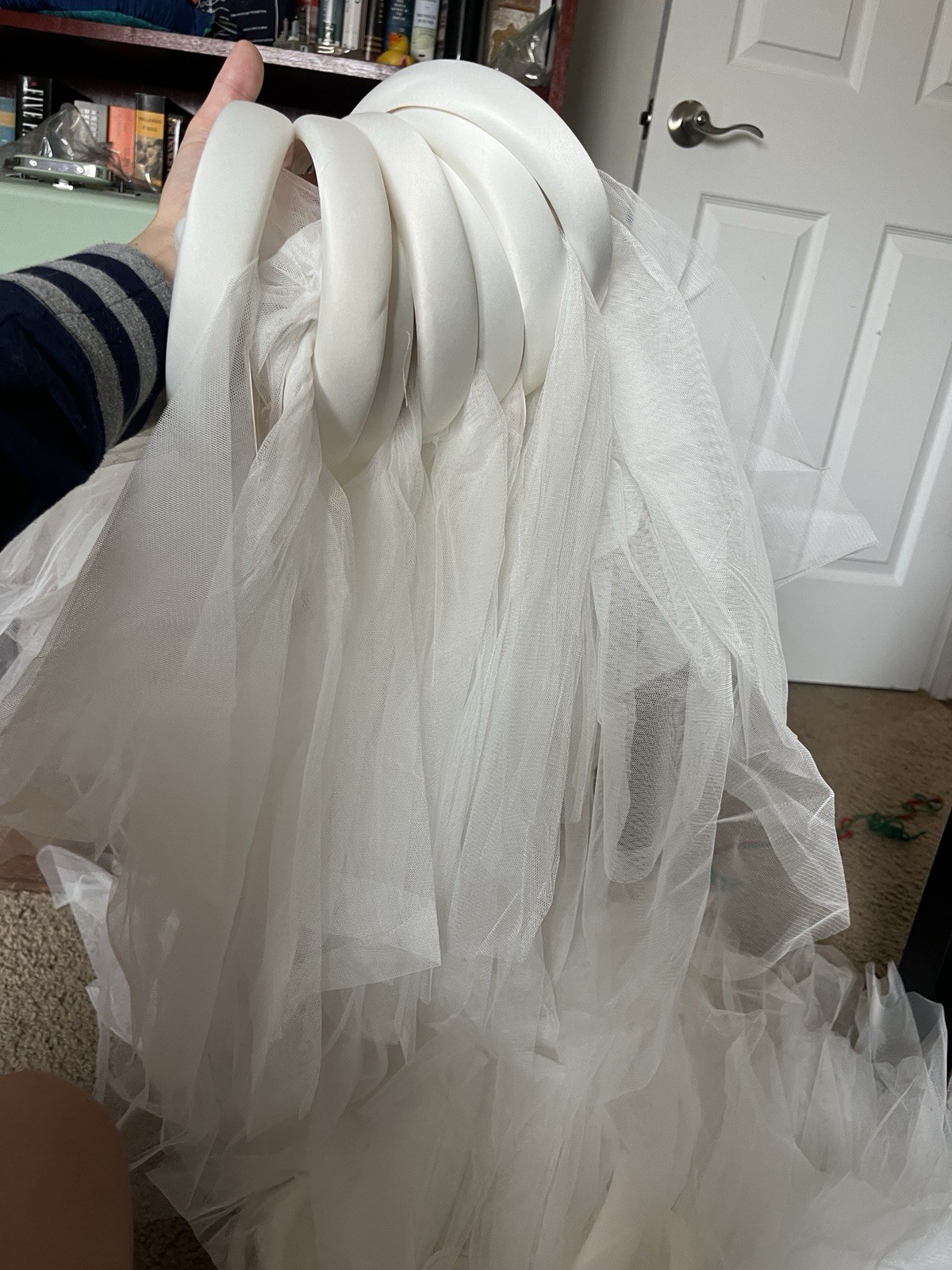 Bachelorette Thick White Wedding Headband with Removable Veil NWT