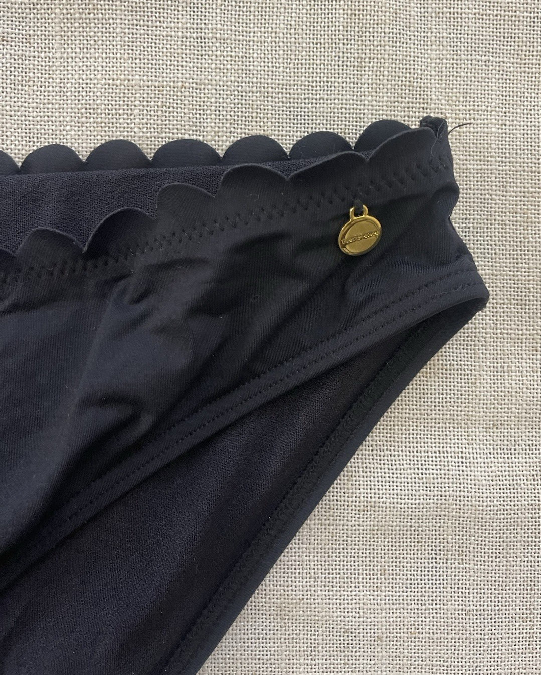Lascana Black Moderate Coverage Scalloped Edge Swimsuit Bikini Bottoms XL Unworn