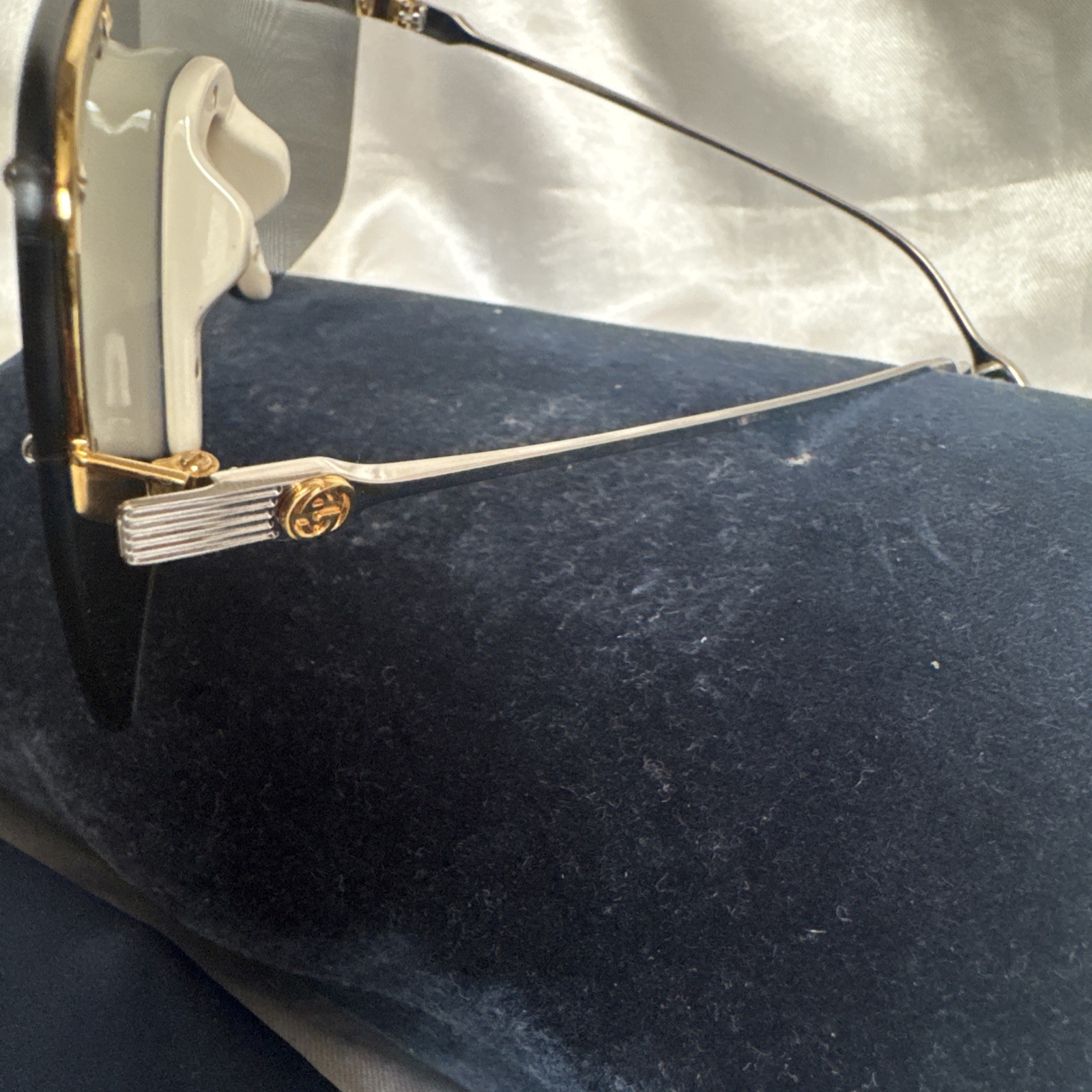 GUCCI GG1245S AUTHENTIC Stud Oversized Mask 1245 Silver Black Metal Sunglass 004