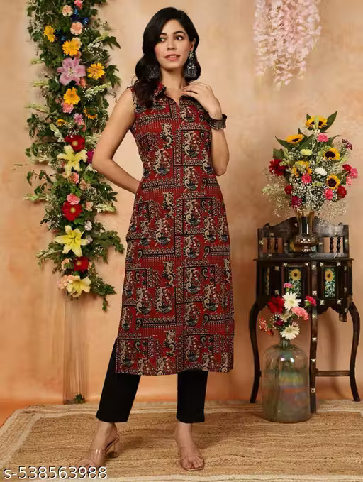 women printed straight sleeves kurta_Printed kurti_daily wear Kurti