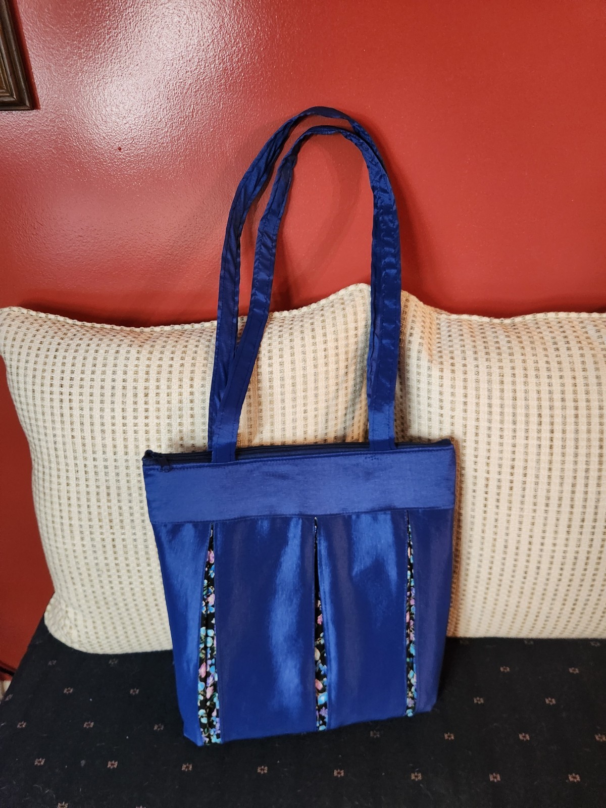 Royal Blue Satin Tote Bag