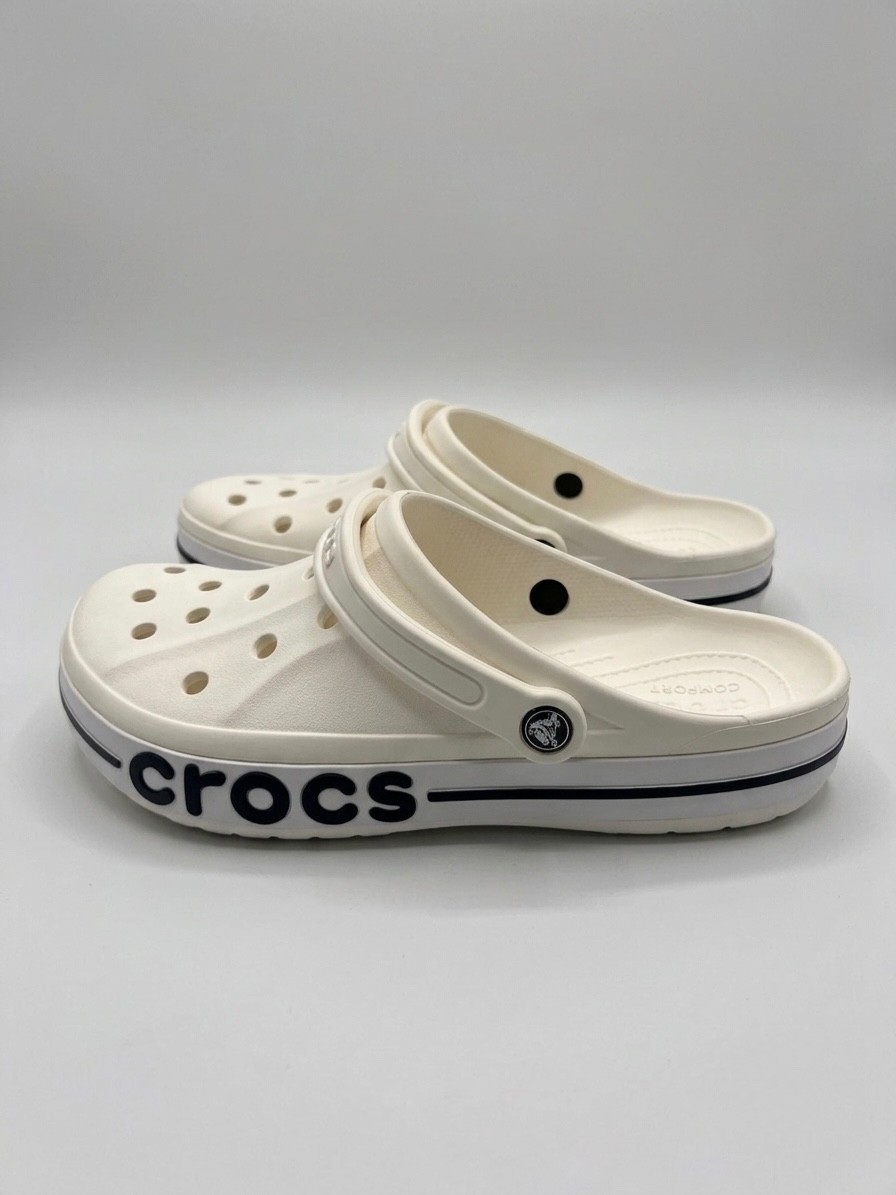 Size 12 – Crocs Men’s Bayaband Clog White Navy Slides Shoes