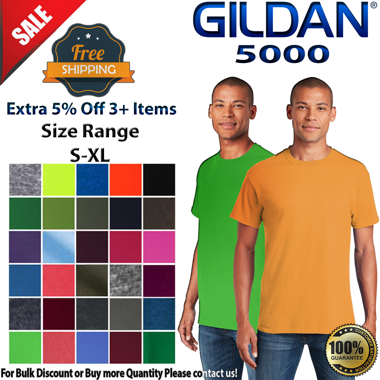 Gildan G500 Mens Short Sleeve Heavy Cotton Crew Neck Stylish T-Shirt