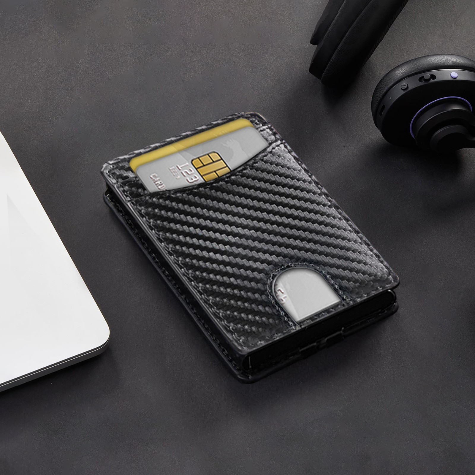 Wallet for Men – Slim Minimalist Mens Wallet Pop Up Card Holder with Money Clip