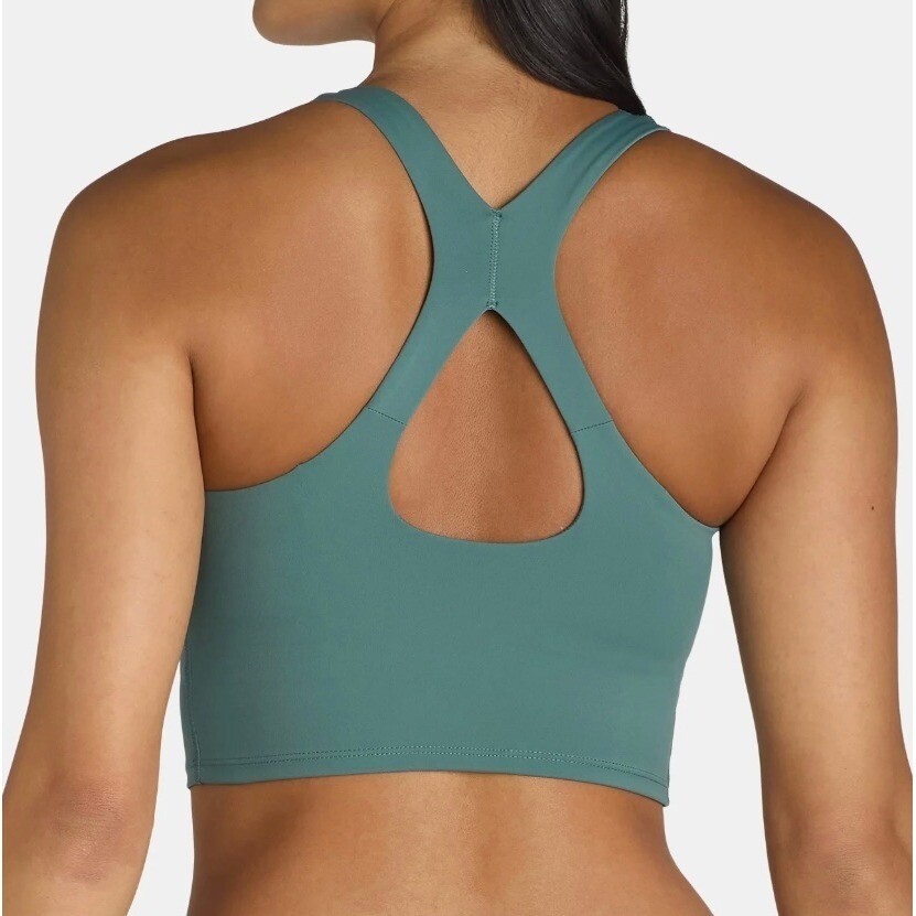 Avia Wireless Sports Bra Womens Size Large Green Square Neck Wirefree Pull Over