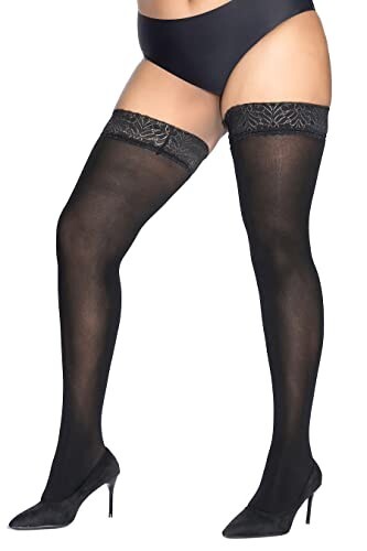 Womens Thigh High Stockings Silicone Lace Top Stay Up Silky Semi-Sheer Pantyhose