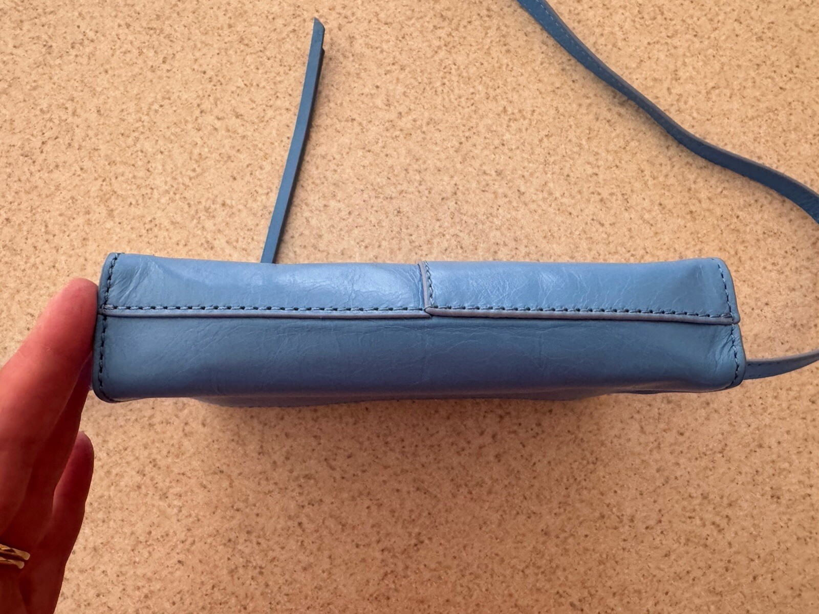 HOBO Jewel Small Leather Crossbody Bag in Tranquil Blue CLEAN