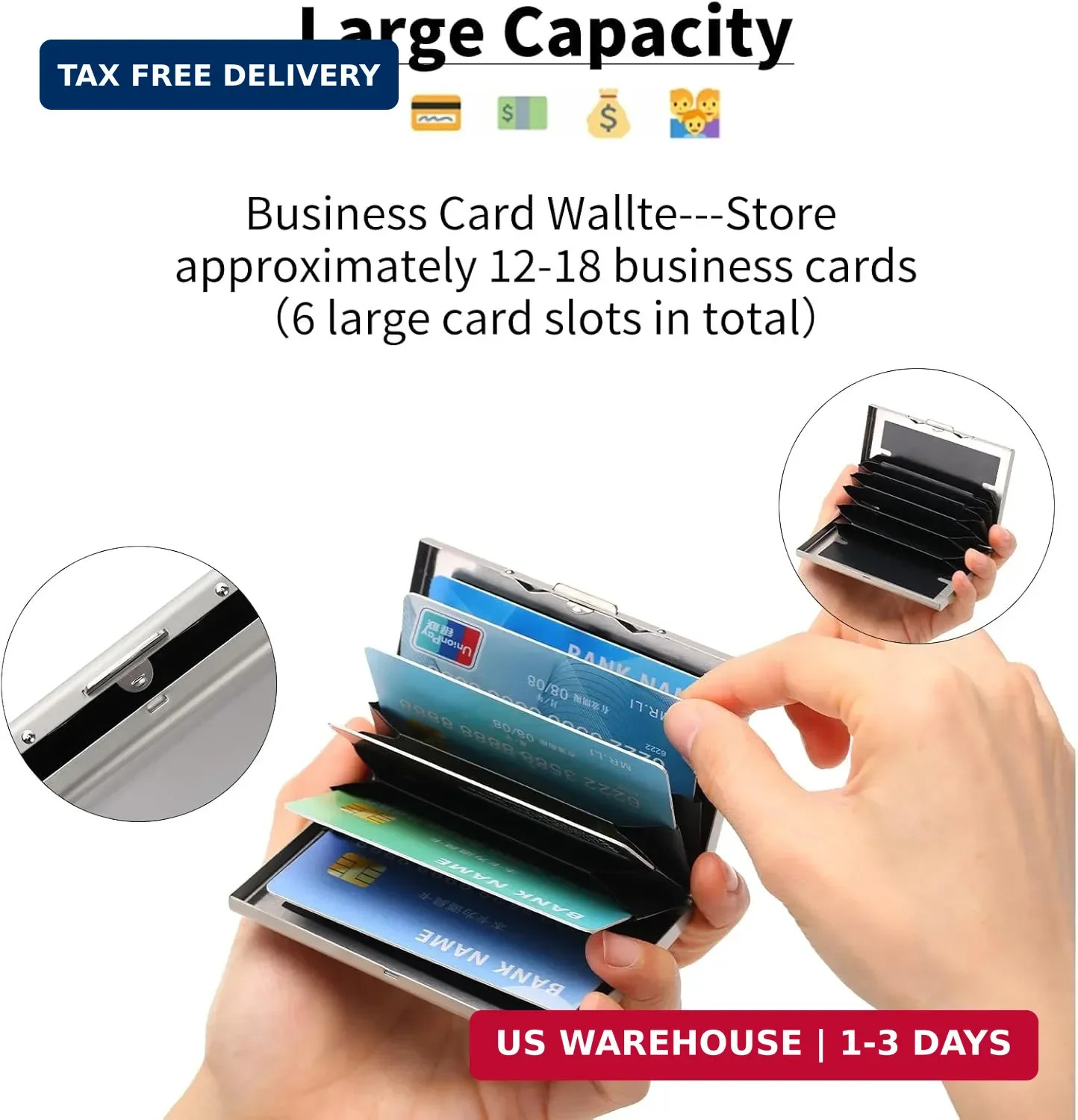 RFID Blocking Stainless Steel Credit Card Wallet Metal Card Holder Case